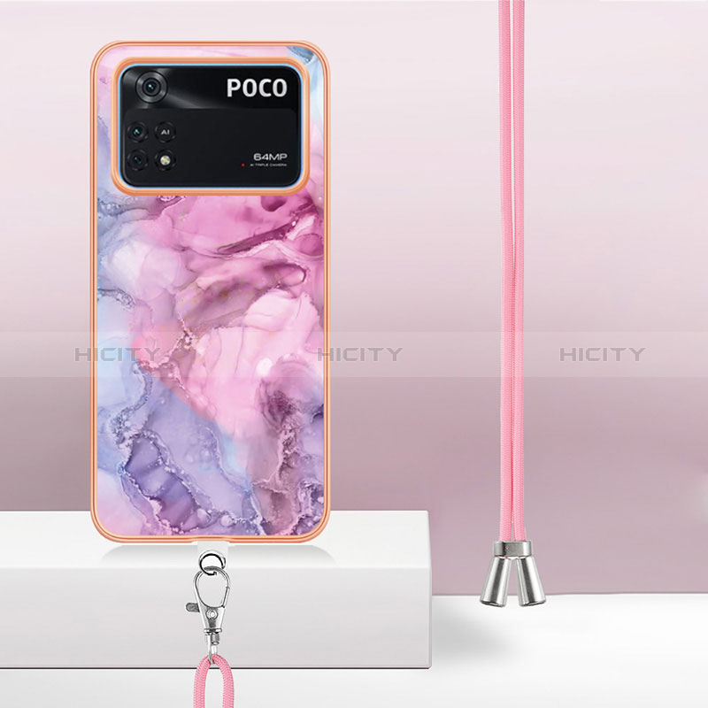 Xiaomi Poco M4 Pro 4G用シリコンケース ソフトタッチラバー バタフライ パターン カバー 携帯ストラップ YB7 Xiaomi 