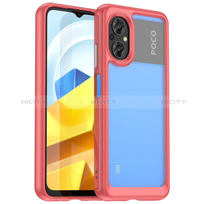 Xiaomi Poco M5 4G用ハイブリットバンパーケース クリア透明 プラスチック カバー J01S Xiaomi レッド