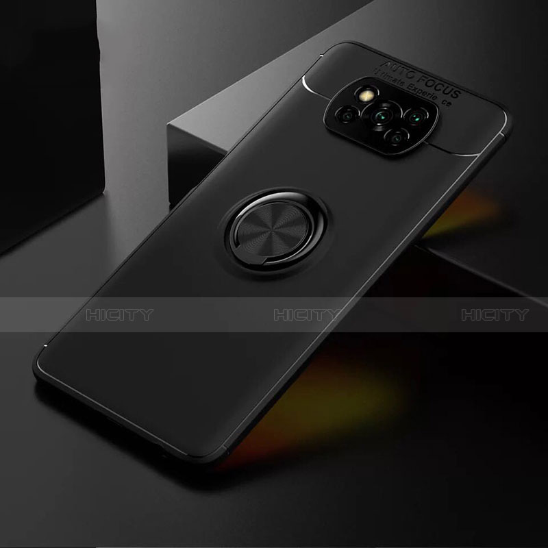 Xiaomi Poco X3用極薄ソフトケース シリコンケース 耐衝撃 全面保護 アンド指輪 マグネット式 バンパー Xiaomi ブラック