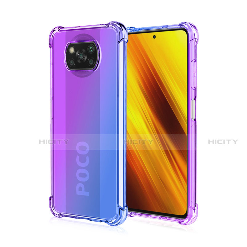 Xiaomi Poco X3用極薄ソフトケース グラデーション 勾配色 クリア透明 Xiaomi パープル