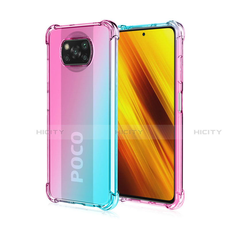 Xiaomi Poco X3用極薄ソフトケース グラデーション 勾配色 クリア透明 Xiaomi 