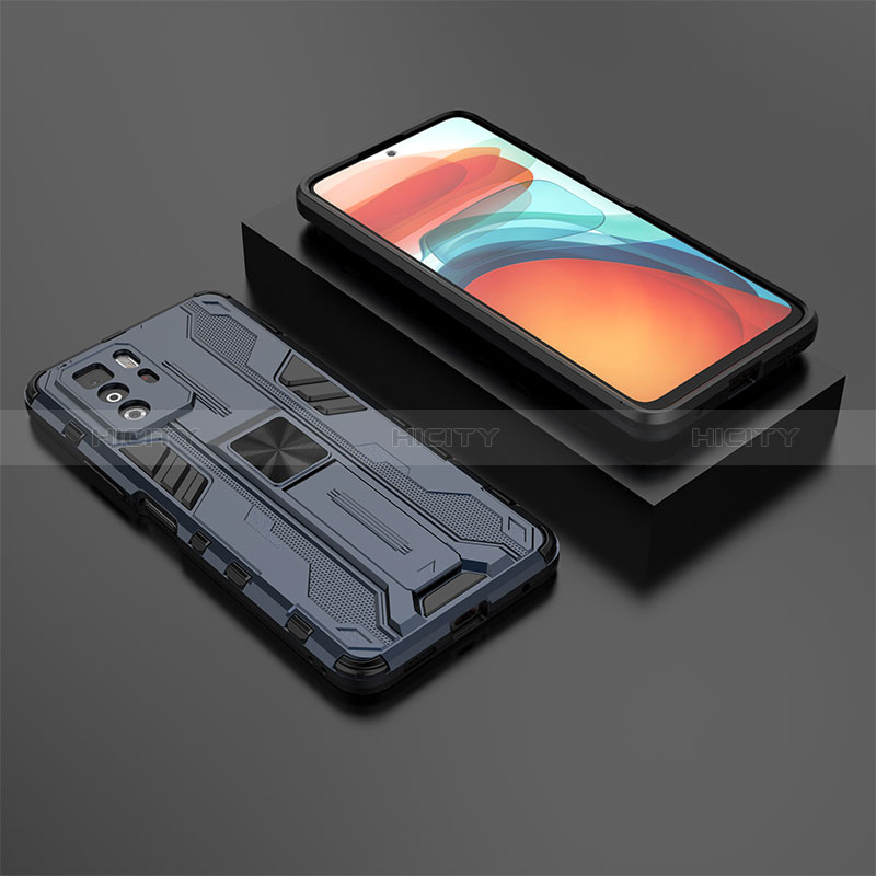 Xiaomi Poco X3 GT 5G用ハイブリットバンパーケース スタンド プラスチック 兼シリコーン カバー マグネット式 KC2 Xiaomi ネイビー