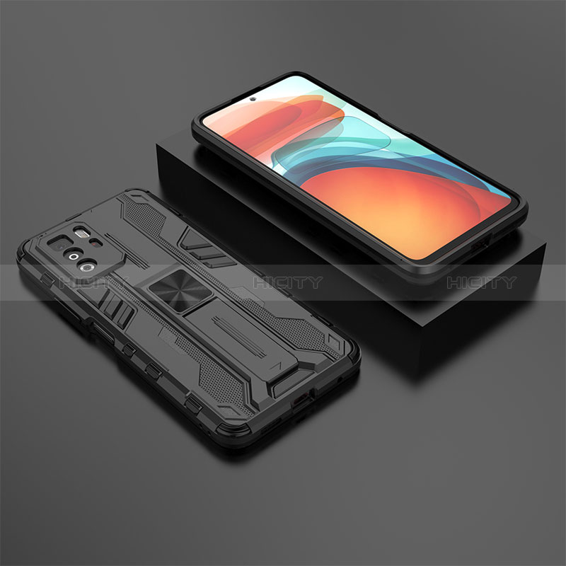 Xiaomi Poco X3 GT 5G用ハイブリットバンパーケース スタンド プラスチック 兼シリコーン カバー マグネット式 KC2 Xiaomi ブラック