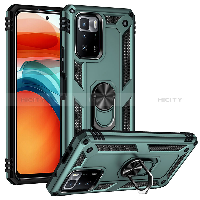 Xiaomi Poco X3 GT 5G用ハイブリットバンパーケース プラスチック アンド指輪 マグネット式 MQ3 Xiaomi グリーン