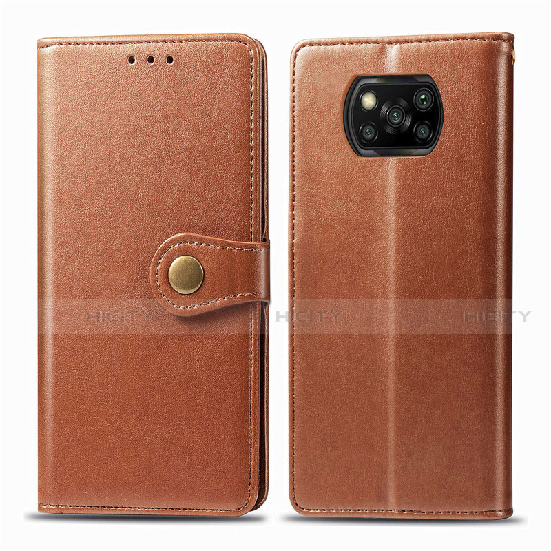 Xiaomi Poco X3 NFC用手帳型 レザーケース スタンド カバー L10 Xiaomi ブラウン