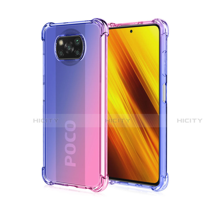 Xiaomi Poco X3 NFC用極薄ソフトケース グラデーション 勾配色 クリア透明 Xiaomi ネイビー