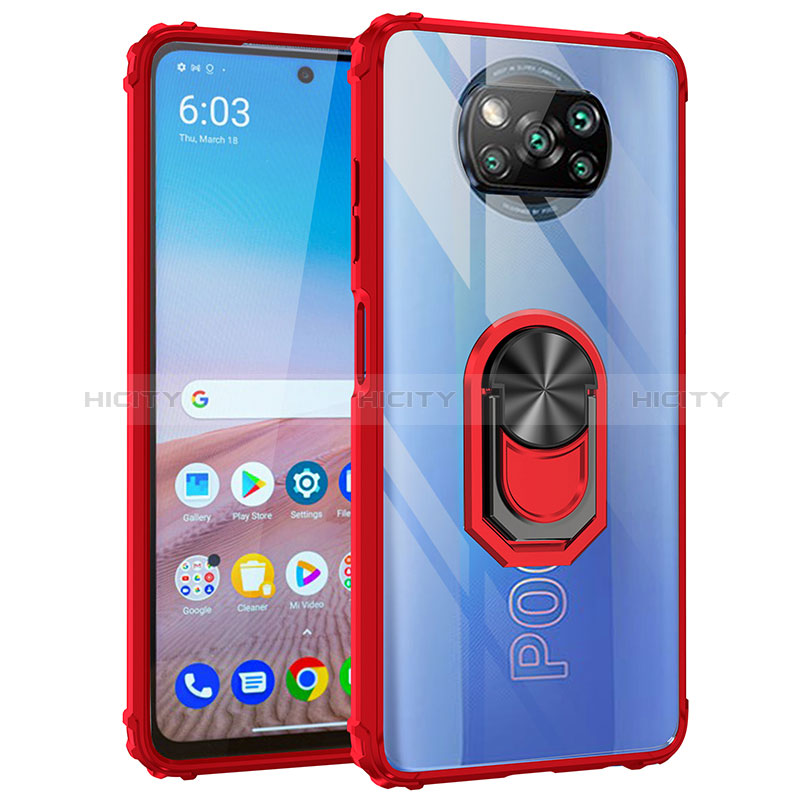 Xiaomi Poco X3 NFC用ハイブリットバンパーケース プラスチック アンド指輪 マグネット式 MQ2 Xiaomi レッド