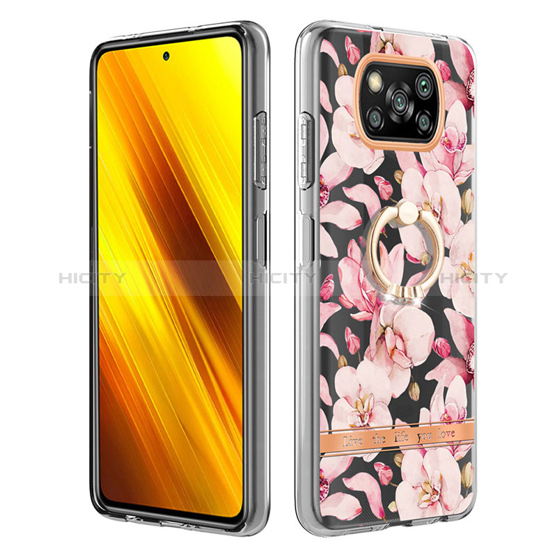 Xiaomi Poco X3 NFC用シリコンケース ソフトタッチラバー バタフライ パターン カバー アンド指輪 Y06B Xiaomi 