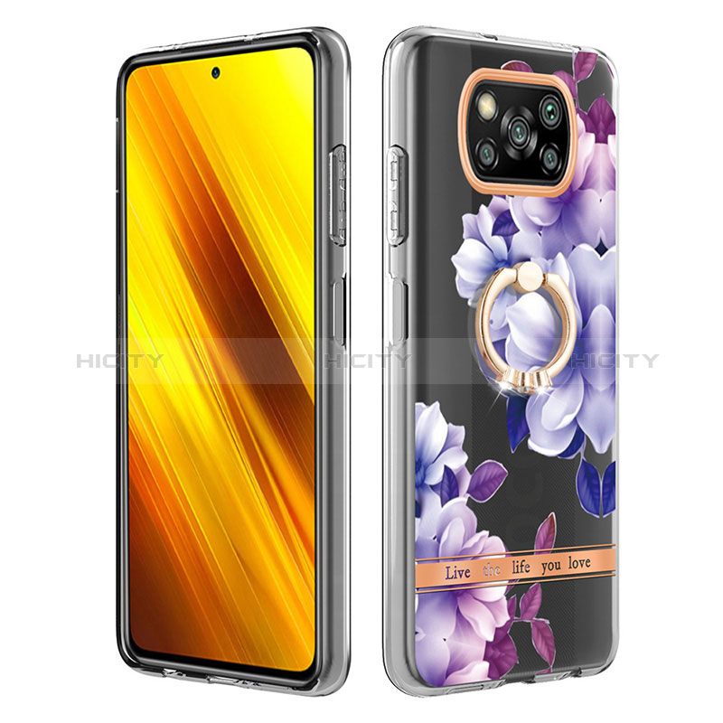 Xiaomi Poco X3 NFC用シリコンケース ソフトタッチラバー バタフライ パターン カバー アンド指輪 Y06B Xiaomi 