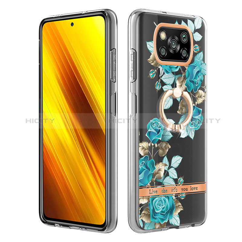 Xiaomi Poco X3 NFC用シリコンケース ソフトタッチラバー バタフライ パターン カバー アンド指輪 Y06B Xiaomi 