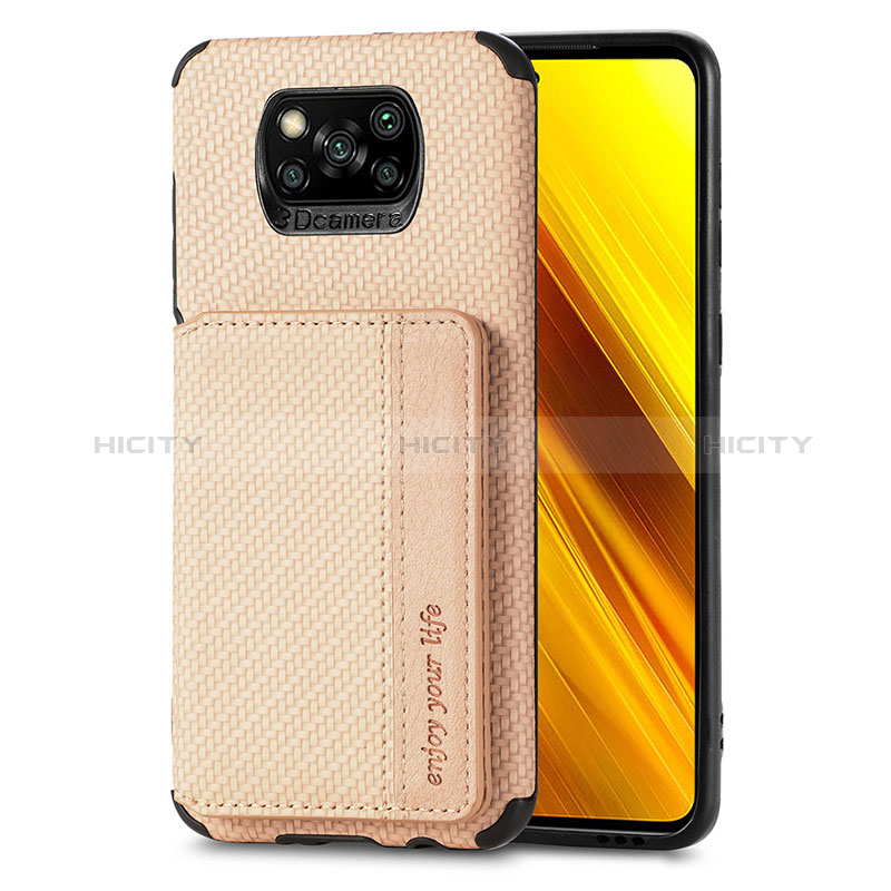 Xiaomi Poco X3 Pro用極薄ソフトケース シリコンケース 耐衝撃 全面保護 マグネット式 バンパー S01D Xiaomi ゴールド