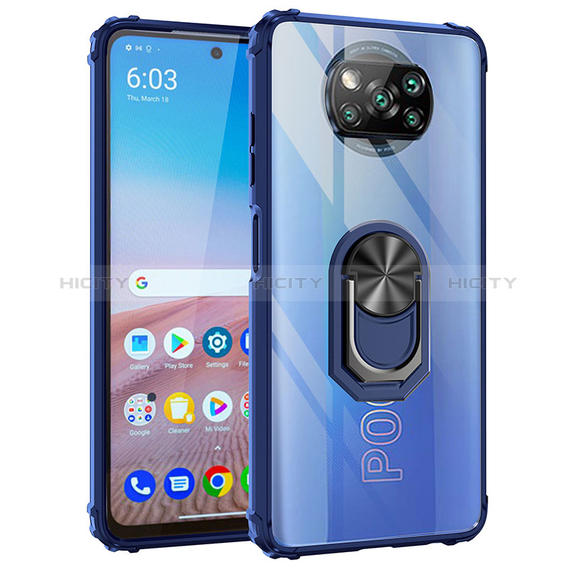 Xiaomi Poco X3 Pro用ハイブリットバンパーケース プラスチック アンド指輪 マグネット式 MQ2 Xiaomi ネイビー