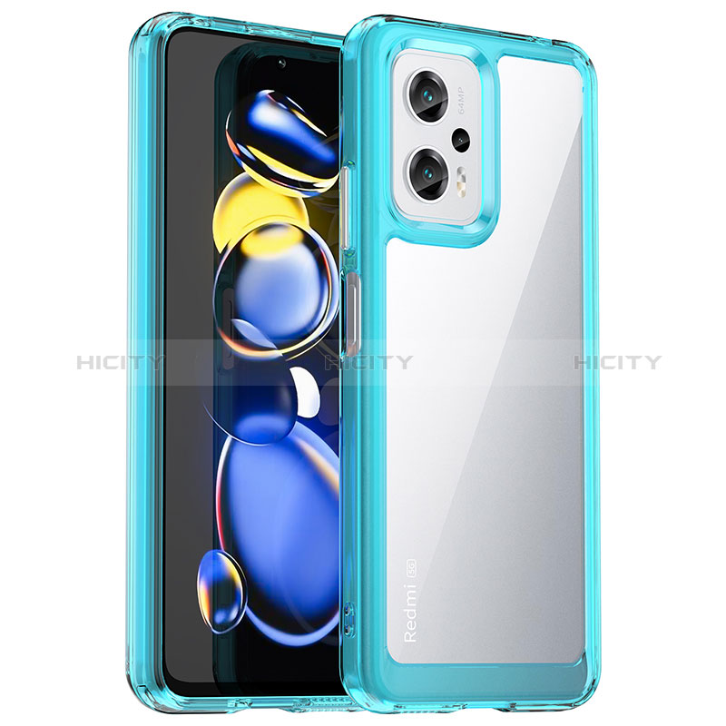 Xiaomi Poco X4 GT 5G用ハイブリットバンパーケース クリア透明 プラスチック カバー J01S Xiaomi ブルー