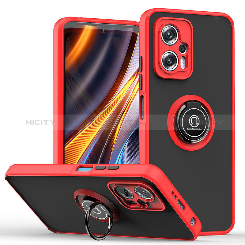 Xiaomi Poco X4 GT 5G用ハイブリットバンパーケース プラスチック アンド指輪 マグネット式 QW2 Xiaomi レッド