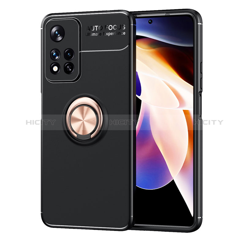 Xiaomi Poco X4 NFC用極薄ソフトケース シリコンケース 耐衝撃 全面保護 アンド指輪 マグネット式 バンパー SD1 Xiaomi ゴールド・ブラック