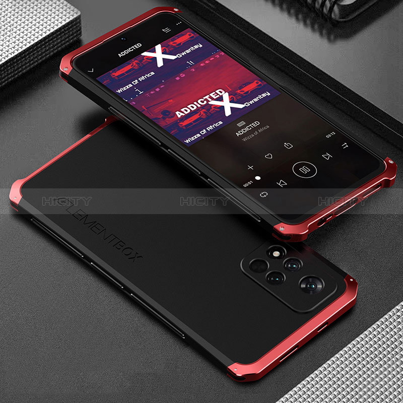 Xiaomi Poco X4 NFC用360度 フルカバー ケース 高級感 手触り良い アルミメタル 製の金属製 Xiaomi レッド・ブラック