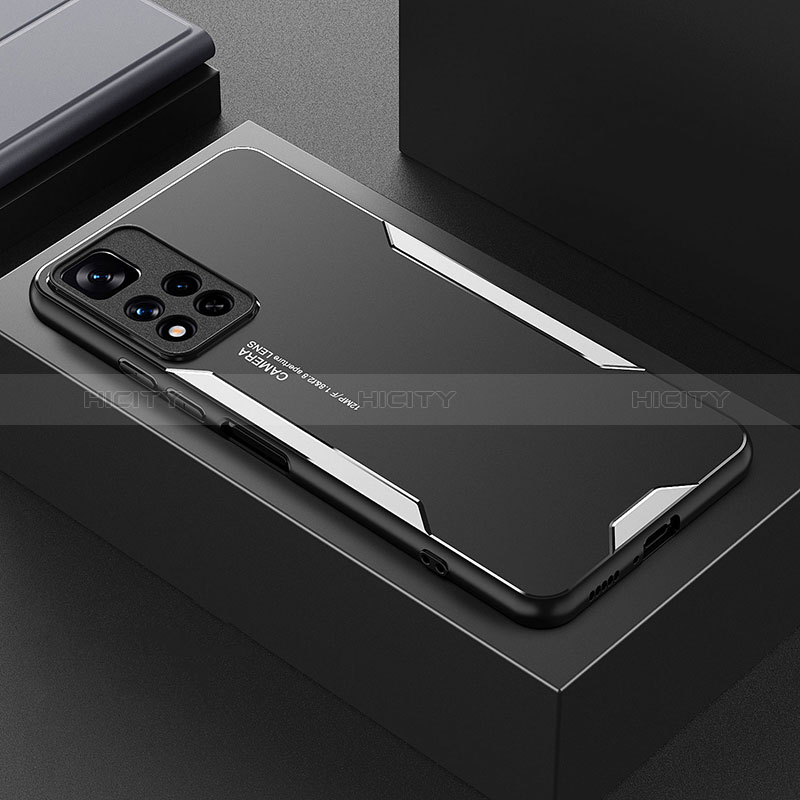 Xiaomi Poco X4 NFC用ケース 高級感 手触り良い アルミメタル 製の金属製 兼シリコン カバー Xiaomi シルバー