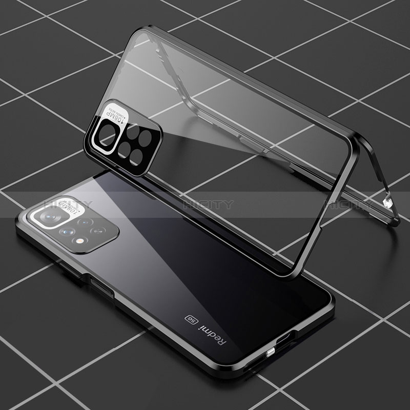 Xiaomi Poco X4 NFC用ケース 高級感 手触り良い アルミメタル 製の金属製 360度 フルカバーバンパー 鏡面 カバー P01 Xiaomi ブラック
