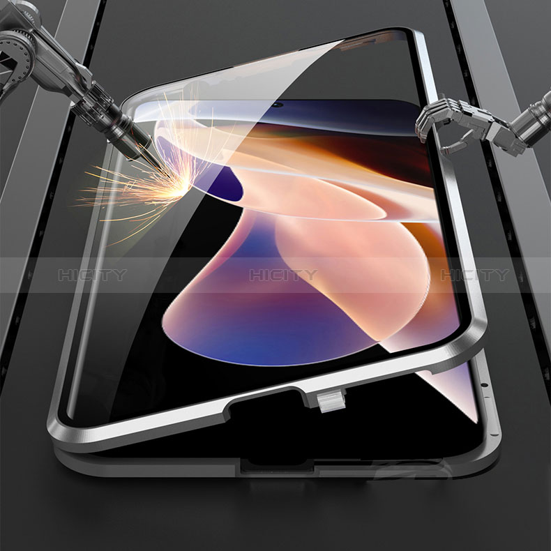 Xiaomi Poco X4 NFC用ケース 高級感 手触り良い アルミメタル 製の金属製 360度 フルカバーバンパー 鏡面 カバー P01 Xiaomi 