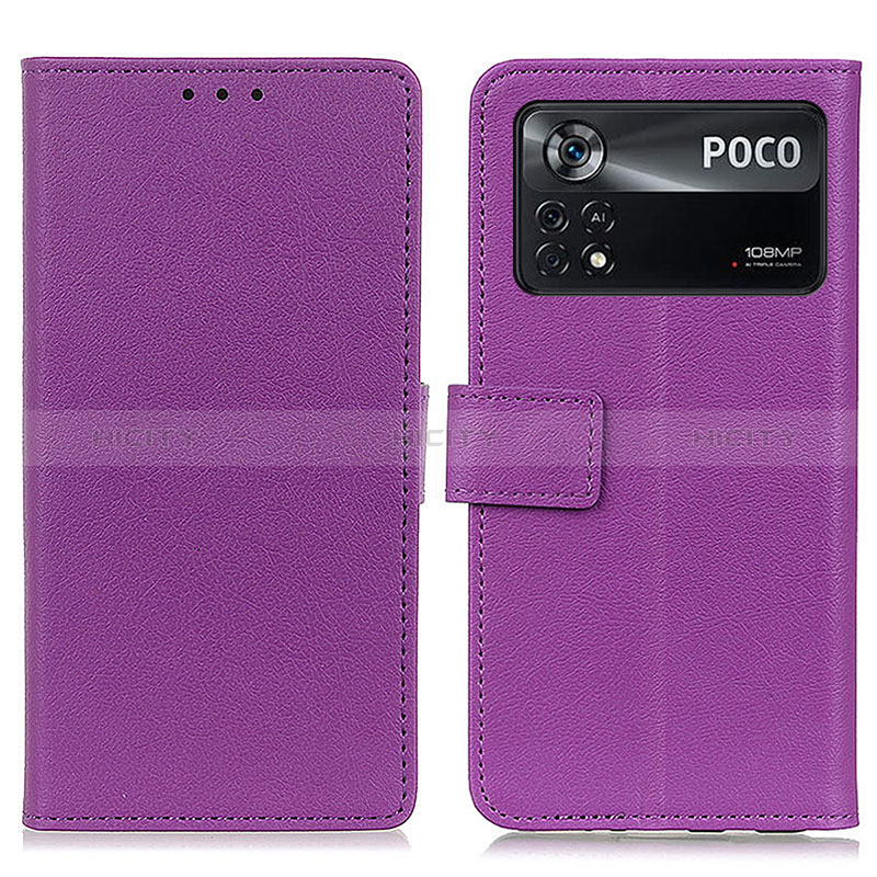 Xiaomi Poco X4 Pro 5G用手帳型 レザーケース スタンド カバー M08L Xiaomi パープル