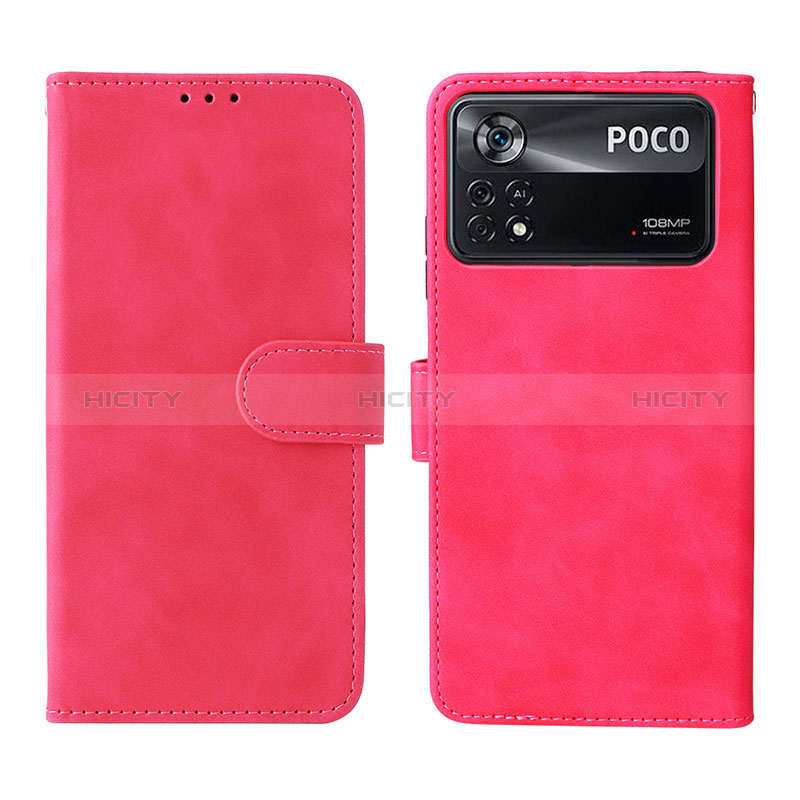 Xiaomi Poco X4 Pro 5G用手帳型 レザーケース スタンド カバー L01Z Xiaomi ローズレッド