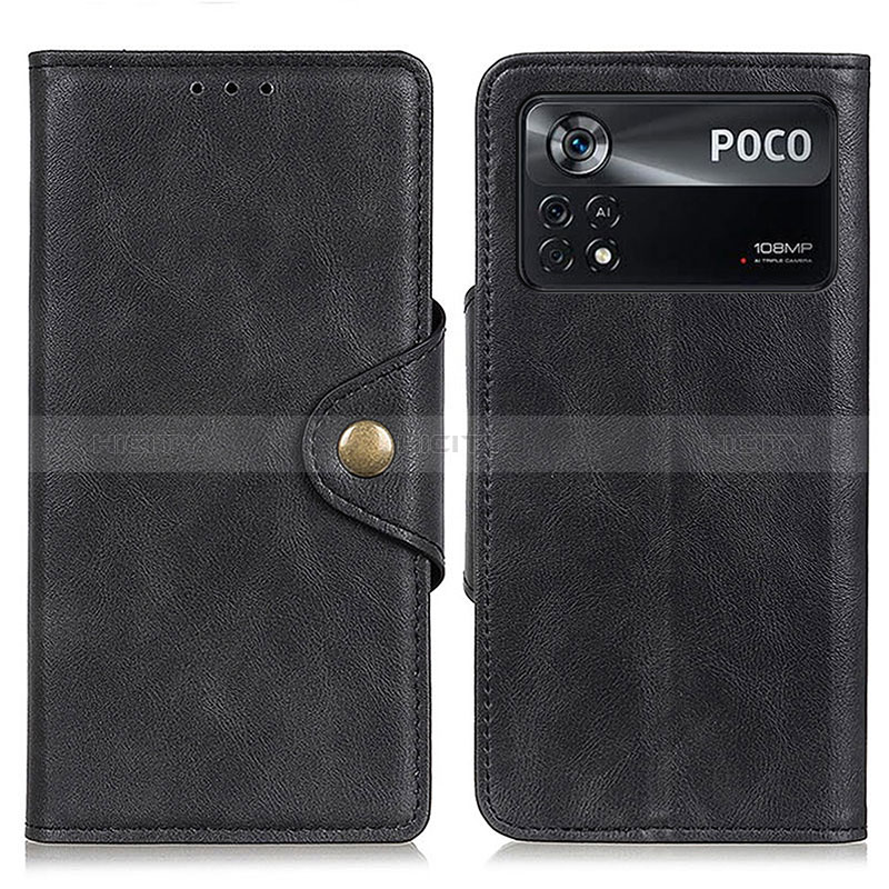 Xiaomi Poco X4 Pro 5G用手帳型 レザーケース スタンド カバー N06P Xiaomi ブラック