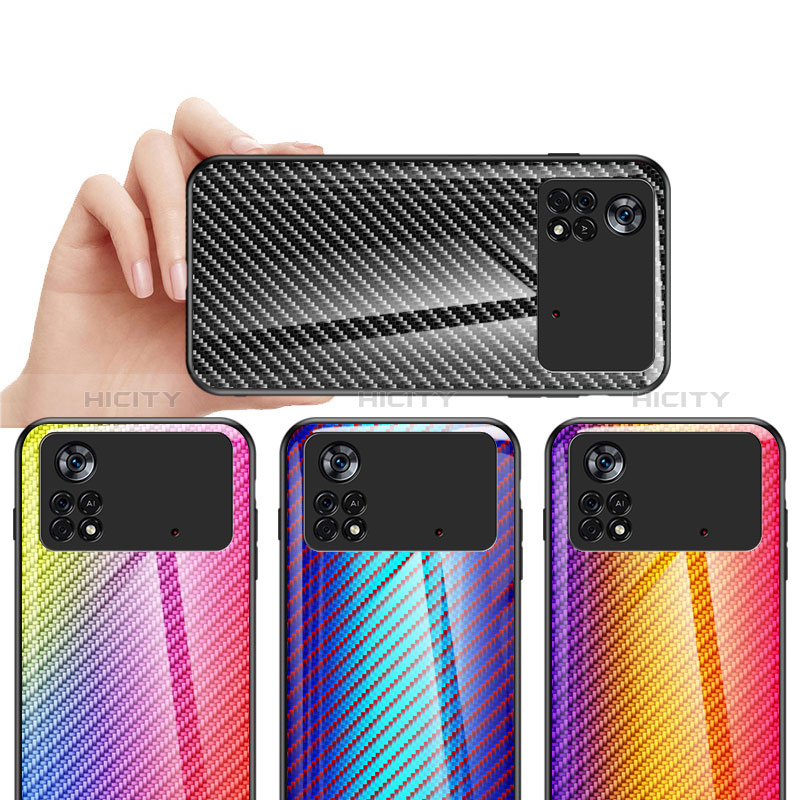 Xiaomi Poco X4 Pro 5G用ハイブリットバンパーケース プラスチック 鏡面 虹 グラデーション 勾配色 カバー LS2 Xiaomi 