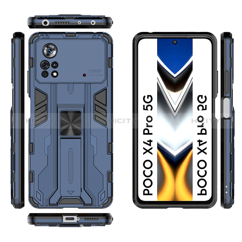 Xiaomi Poco X4 Pro 5G用ハイブリットバンパーケース スタンド プラスチック 兼シリコーン カバー マグネット式 KC1 Xiaomi 