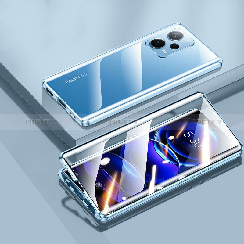 Xiaomi Poco X5 5G用ケース 高級感 手触り良い アルミメタル 製の金属製 360度 フルカバーバンパー 鏡面 カバー P01 Xiaomi ネイビー
