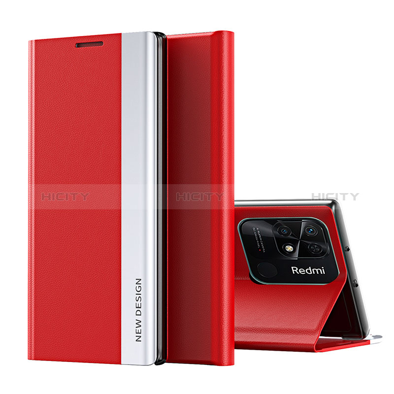 Xiaomi Redmi 10 Power用手帳型 レザーケース スタンド カバー Q01H Xiaomi レッド