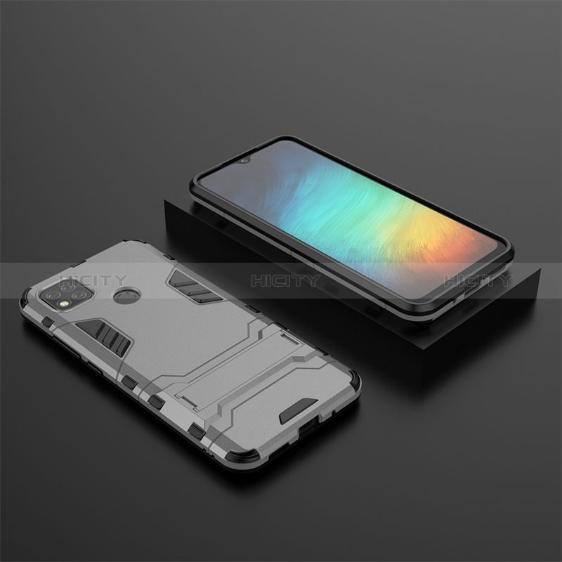 Xiaomi Redmi 10A 4G用ハイブリットバンパーケース スタンド プラスチック 兼シリコーン カバー KC1 Xiaomi グレー