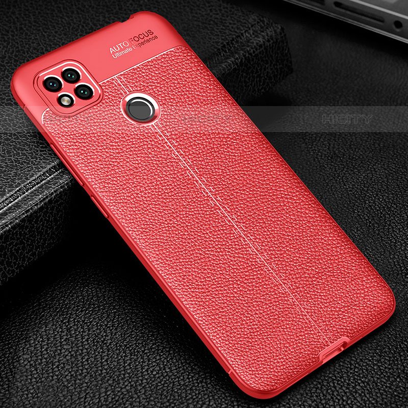 Xiaomi Redmi 10A 4G用シリコンケース ソフトタッチラバー レザー柄 カバー WL2 Xiaomi レッド