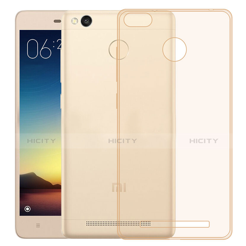 Xiaomi Redmi 3 Pro用極薄ソフトケース シリコンケース 耐衝撃 全面保護 クリア透明 Xiaomi ゴールド