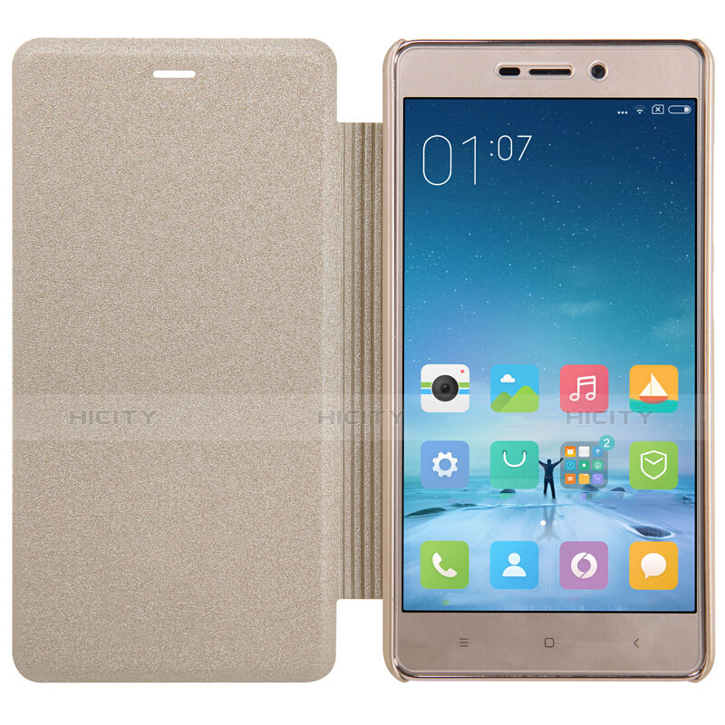 Xiaomi Redmi 3 Pro用手帳型 レザーケース スタンド Xiaomi ゴールド