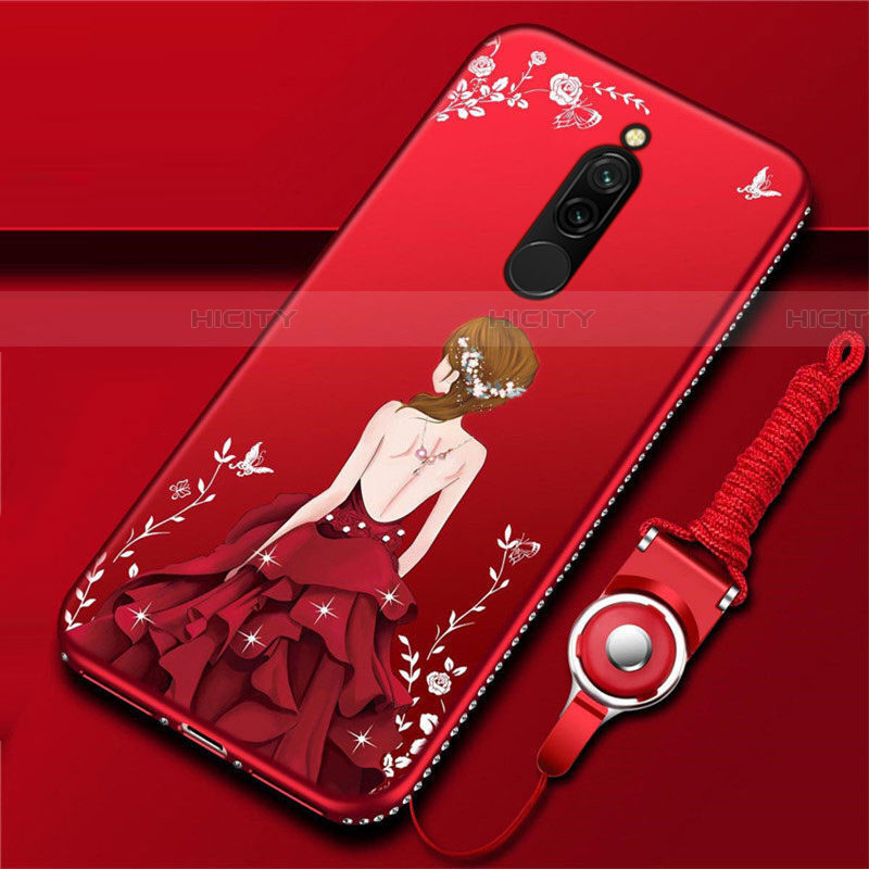 Xiaomi Redmi 8用シリコンケース ソフトタッチラバー バタフライ ドレスガール ドレス少女 カバー Xiaomi レッド