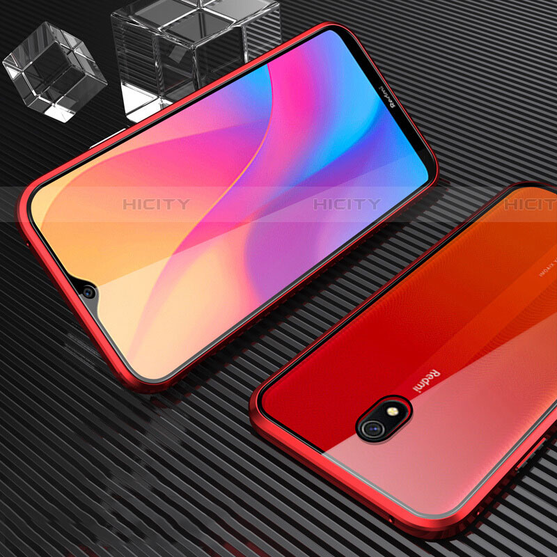 Xiaomi Redmi 8A用ケース 高級感 手触り良い アルミメタル 製の金属製 360度 フルカバーバンパー 鏡面 カバー M02 Xiaomi レッド