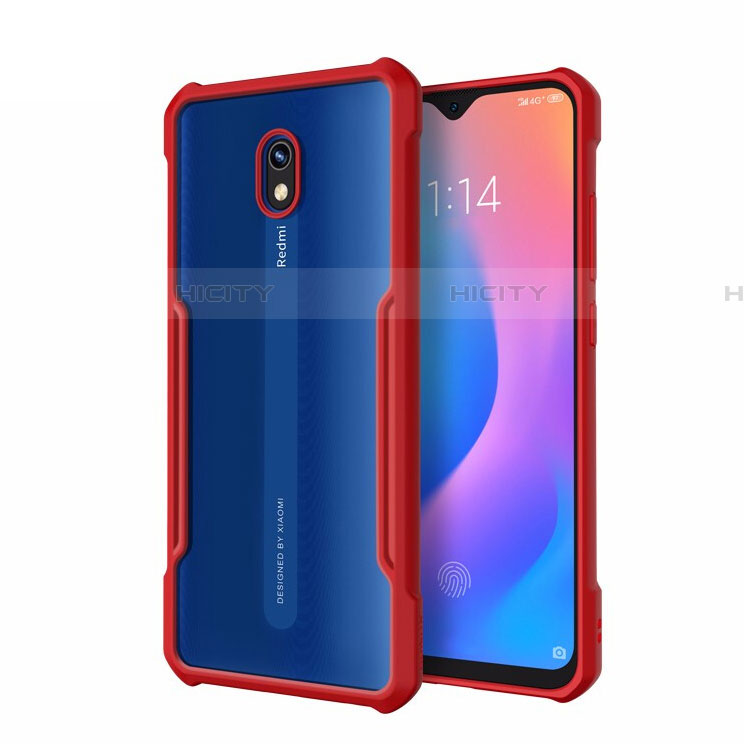 Xiaomi Redmi 8A用ハイブリットバンパーケース クリア透明 プラスチック 鏡面 カバー M01 Xiaomi レッド