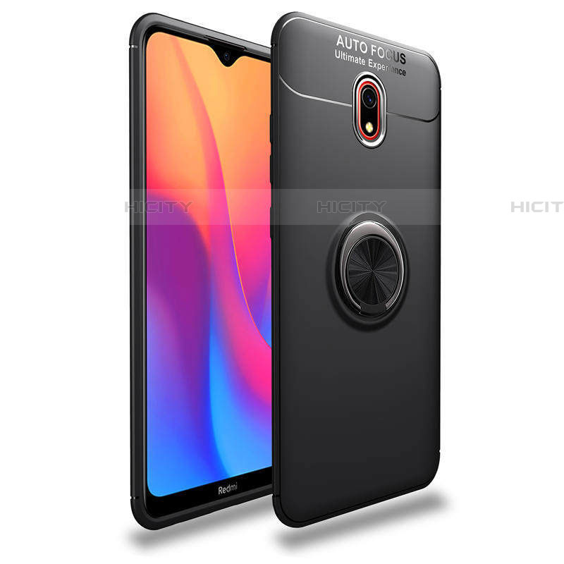 Xiaomi Redmi 8A用極薄ソフトケース シリコンケース 耐衝撃 全面保護 アンド指輪 マグネット式 バンパー A04 Xiaomi ブラック