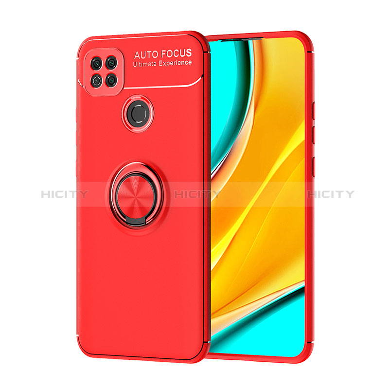 Xiaomi Redmi 9 Activ用極薄ソフトケース シリコンケース 耐衝撃 全面保護 アンド指輪 マグネット式 バンパー SD1 Xiaomi レッド