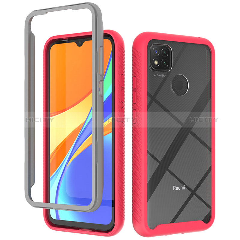 Xiaomi Redmi 9 Activ用360度 フルカバー ハイブリットバンパーケース クリア透明 プラスチック カバー ZJ4 Xiaomi ローズレッド