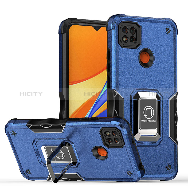 Xiaomi Redmi 9 Activ用ハイブリットバンパーケース プラスチック アンド指輪 マグネット式 QW1 Xiaomi ネイビー