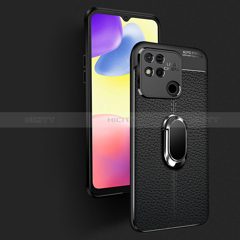 Xiaomi Redmi 9 Activ用シリコンケース ソフトタッチラバー レザー柄 アンド指輪 マグネット式 Xiaomi 