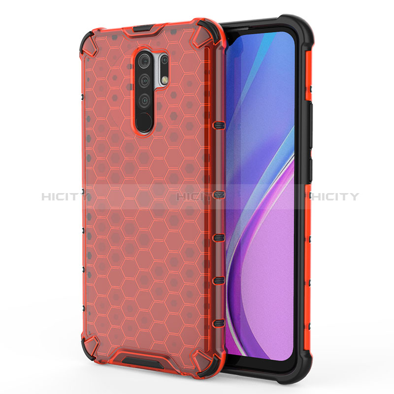 Xiaomi Redmi 9用360度 フルカバー ハイブリットバンパーケース クリア透明 プラスチック カバー AM1 Xiaomi レッド