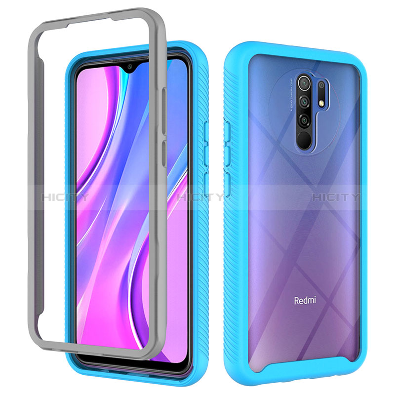 Xiaomi Redmi 9用360度 フルカバー ハイブリットバンパーケース クリア透明 プラスチック カバー ZJ4 Xiaomi ブルー