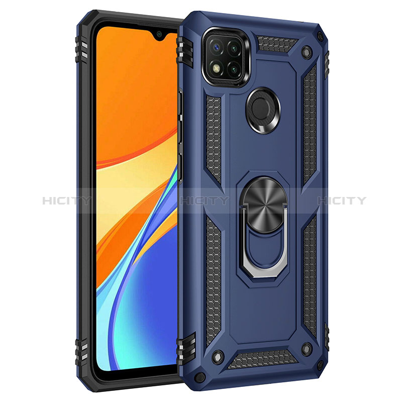 Xiaomi Redmi 9 India用ハイブリットバンパーケース プラスチック アンド指輪 マグネット式 MQ3 Xiaomi ネイビー