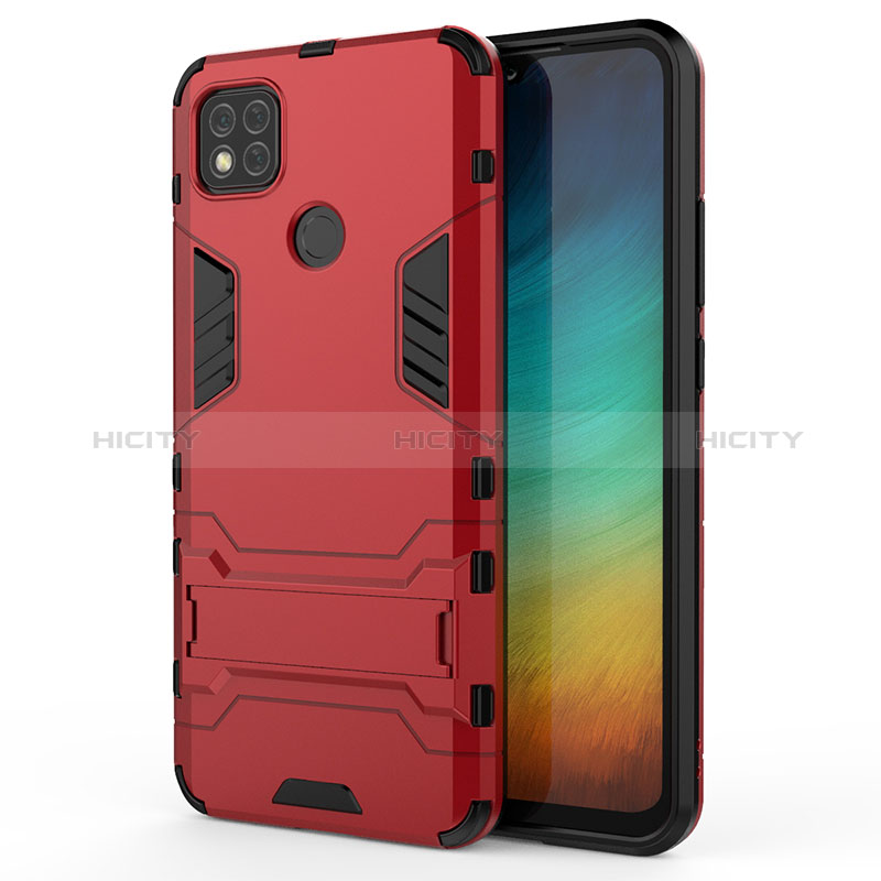 Xiaomi Redmi 9 India用ハイブリットバンパーケース スタンド プラスチック 兼シリコーン カバー KC1 Xiaomi 