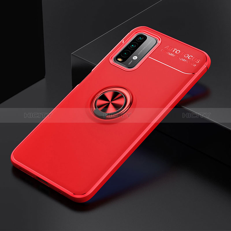 Xiaomi Redmi 9 Power用極薄ソフトケース シリコンケース 耐衝撃 全面保護 アンド指輪 マグネット式 バンパー SD2 Xiaomi レッド