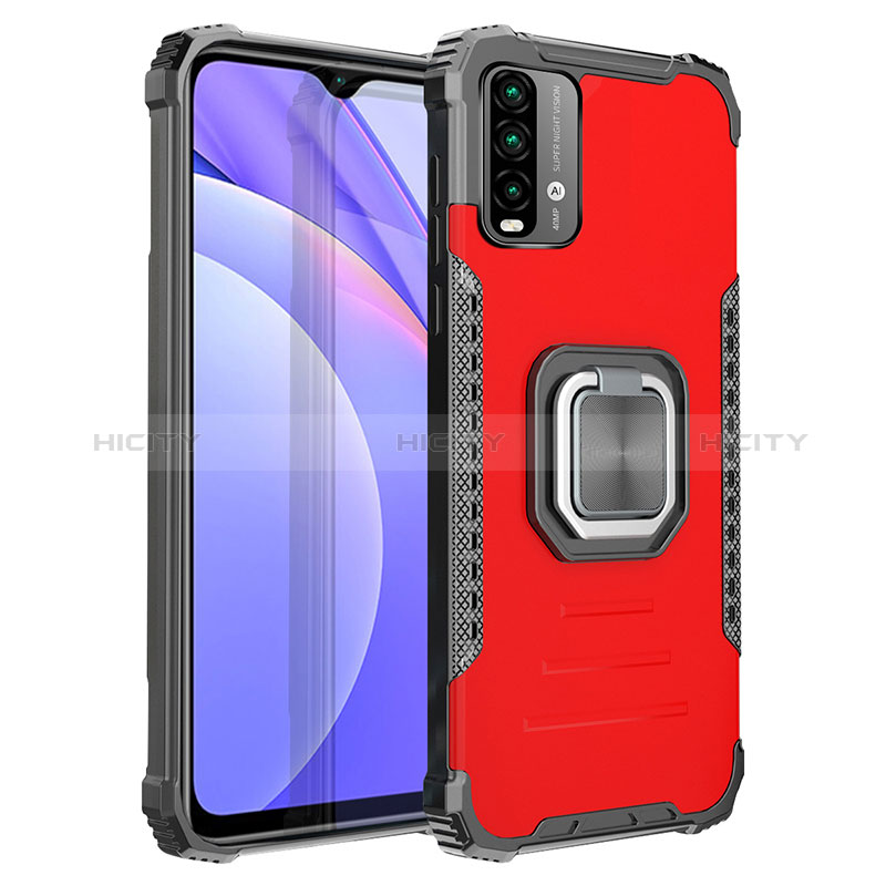 Xiaomi Redmi 9 Power用ハイブリットバンパーケース プラスチック アンド指輪 マグネット式 ZJ2 Xiaomi レッド