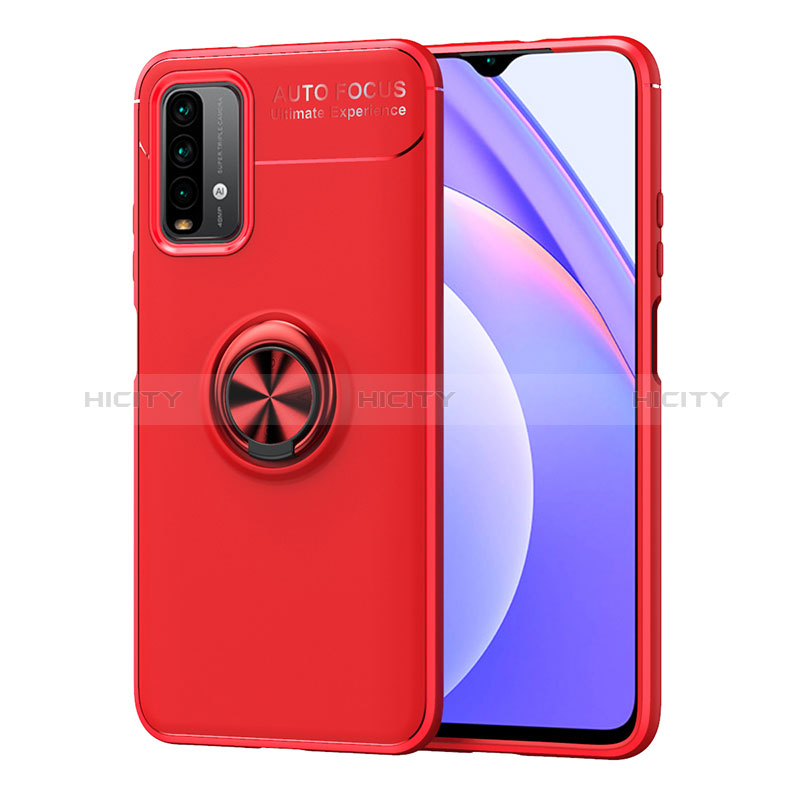 Xiaomi Redmi 9 Power用極薄ソフトケース シリコンケース 耐衝撃 全面保護 アンド指輪 マグネット式 バンパー SD1 Xiaomi レッド