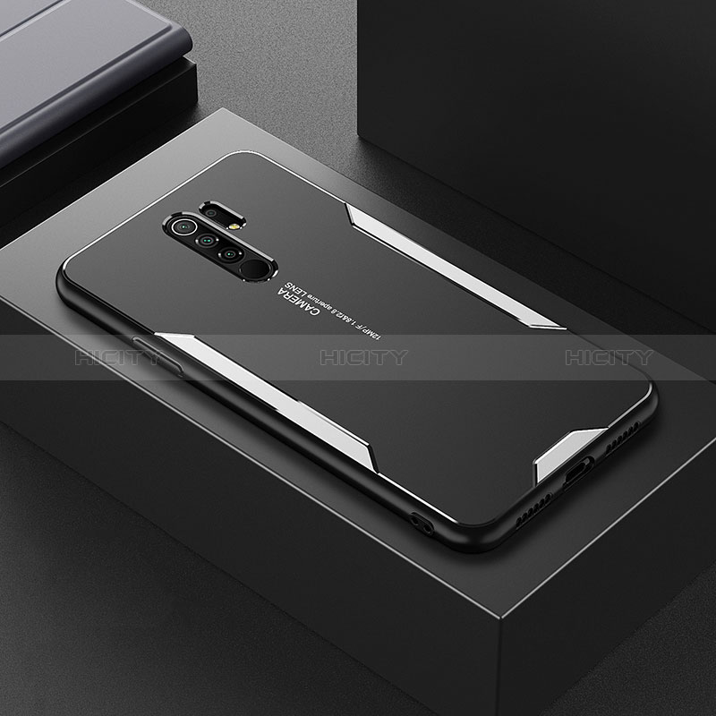 Xiaomi Redmi 9 Prime India用ケース 高級感 手触り良い アルミメタル 製の金属製 兼シリコン カバー Xiaomi シルバー